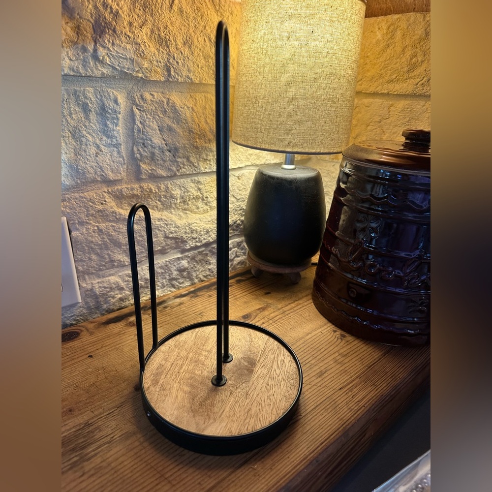 Threshold Black and Brown Paper Towel Holder